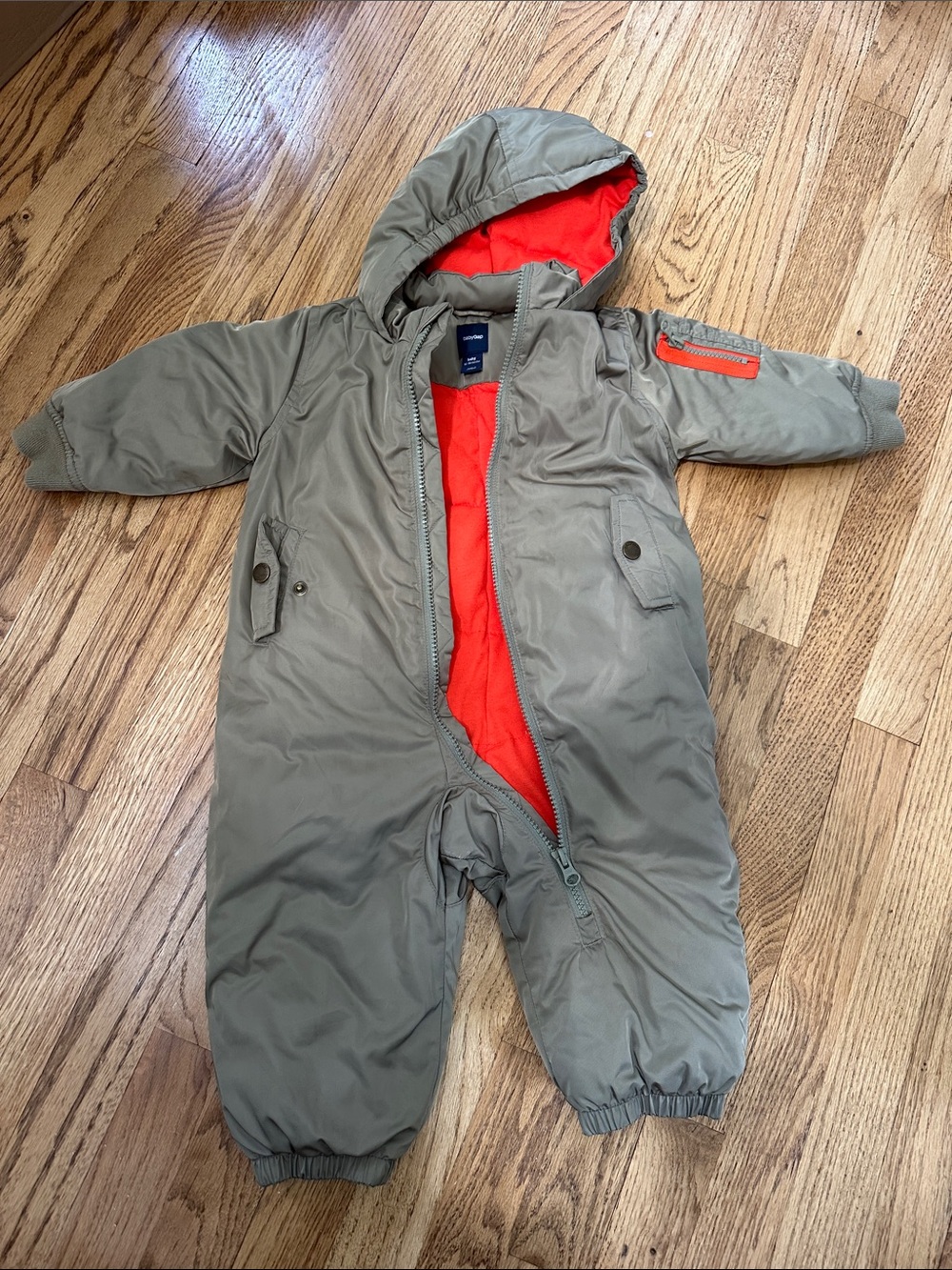 GAP BabyGap Snowsuit army green with orange inside